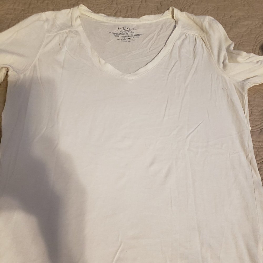 Faded Glory Long Sleeve V-Neck layering tee -  White Size LG